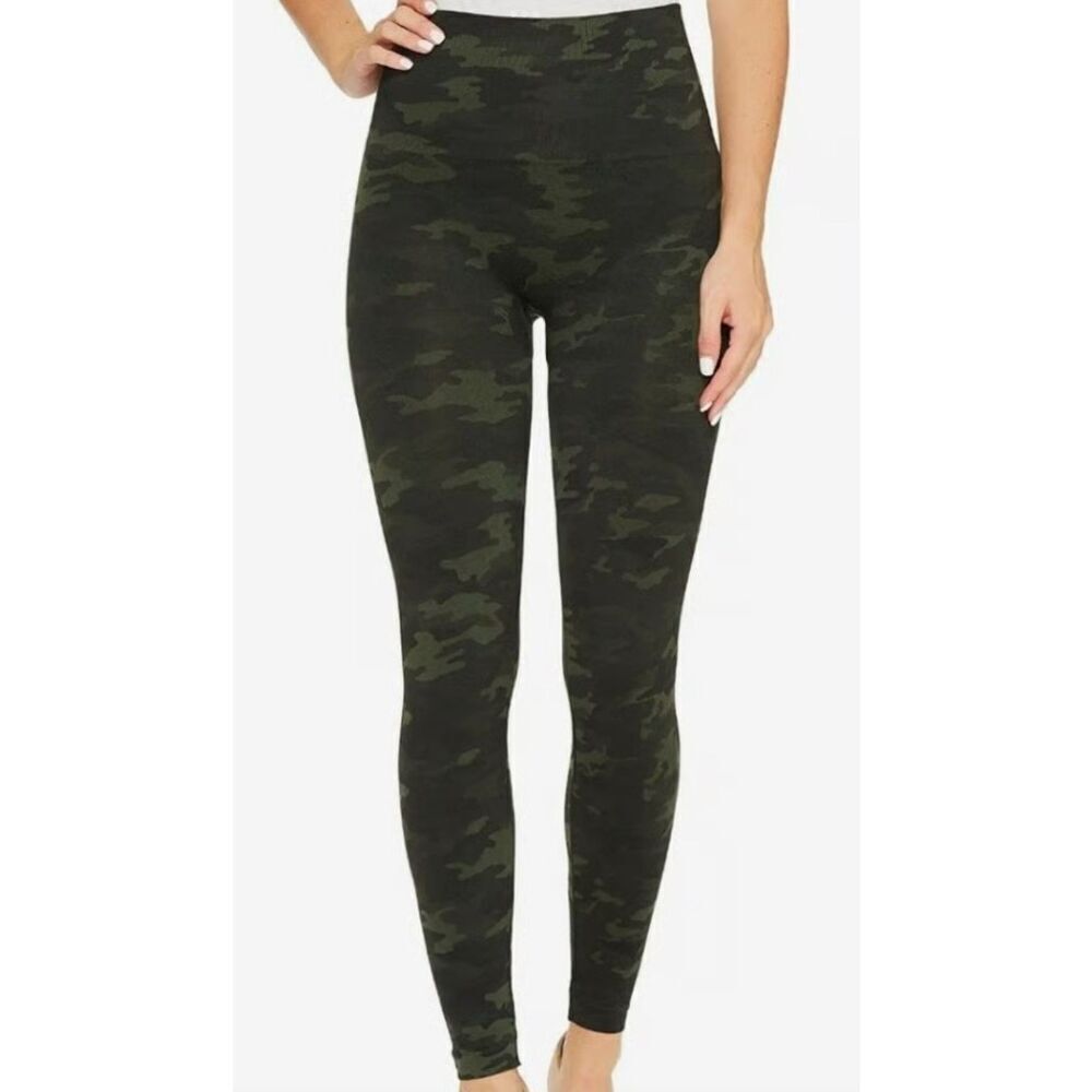 NEW SPANX Look At Me Now SEAMLESS Green Camo LEGGINGS sz 1X